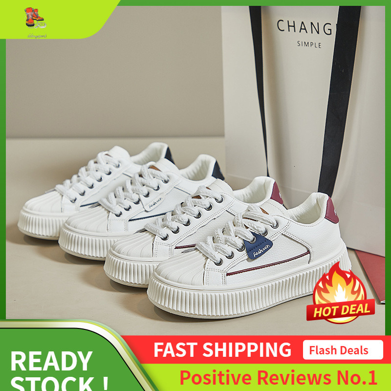 Ddmysports Spring New White Shoes Korean Edition Ins Sports Running Female Students Thick Bottom Eight Increase Leisure Street Photo OUTDOOR