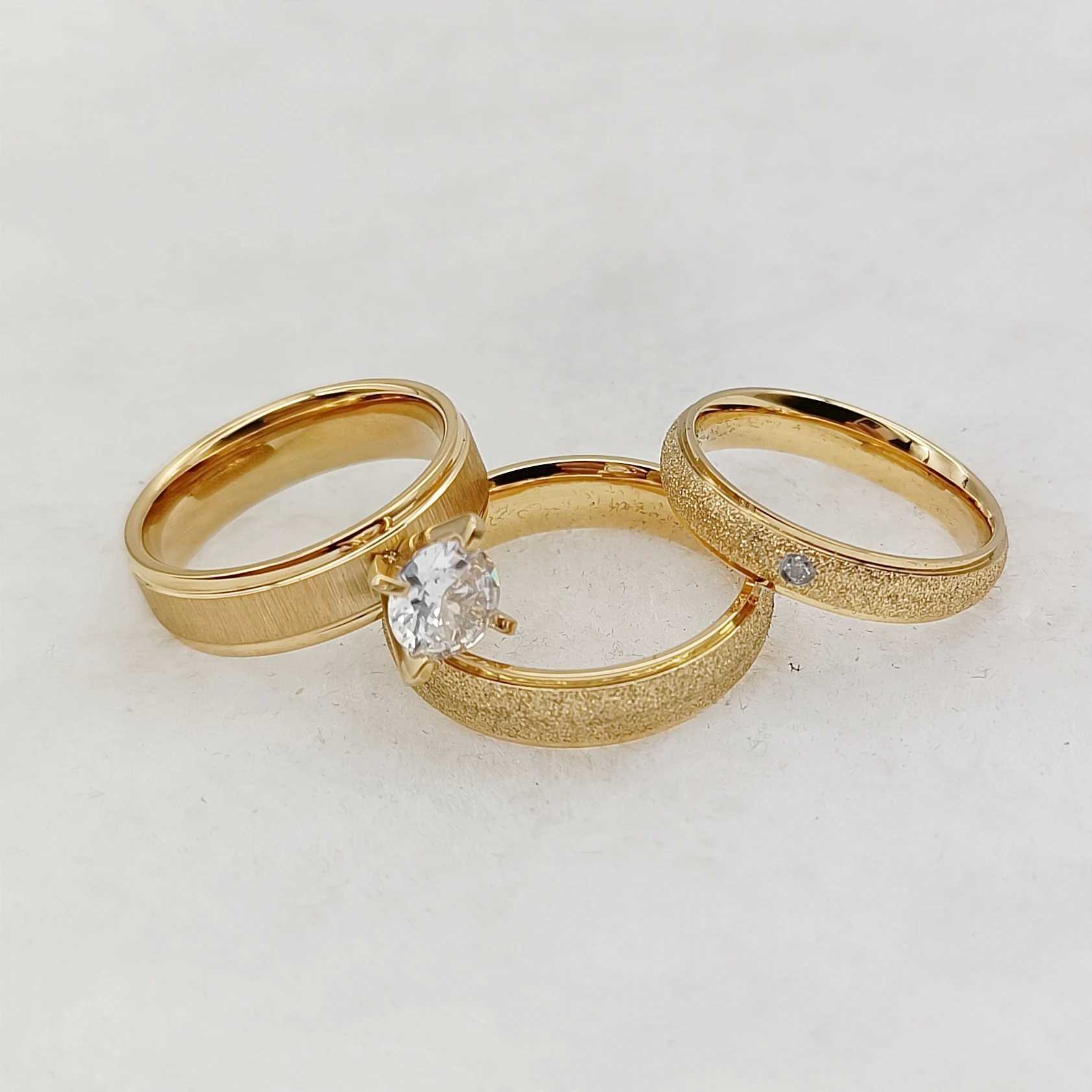 Brilliant Men and Womens Declaration Wedding Engagement Ring Set Exquisite Craftsmanship Dubai Titanium Stainless Steel Jewelry W241205