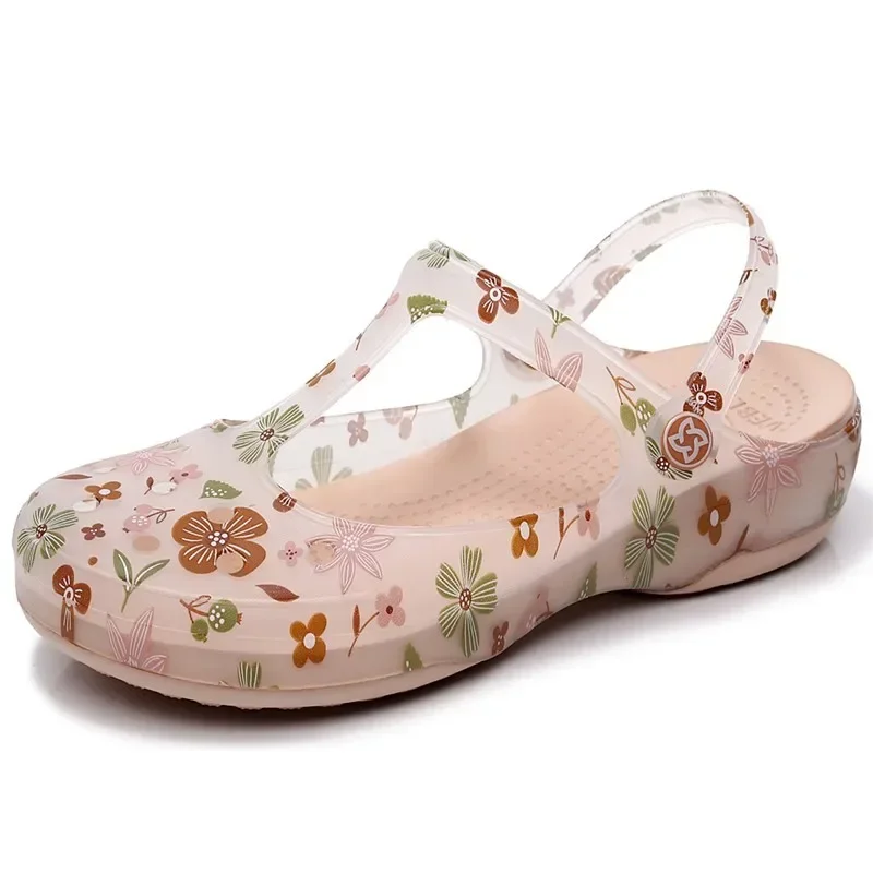 Womens Mules Slip-On Sandals with 4cm Heel Non-Slip Comfortable Platform Slides for Beach and Garden Wear