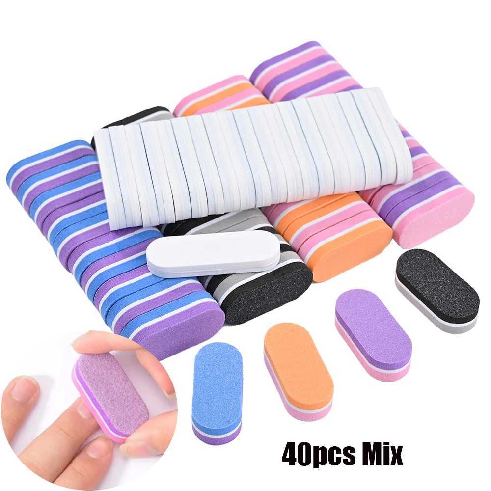 20/40 pieces of mini nail file blocks with 100/180 grit sponge buffer solution used for double-sided DIY salon processing tools of acrylic nail buffer