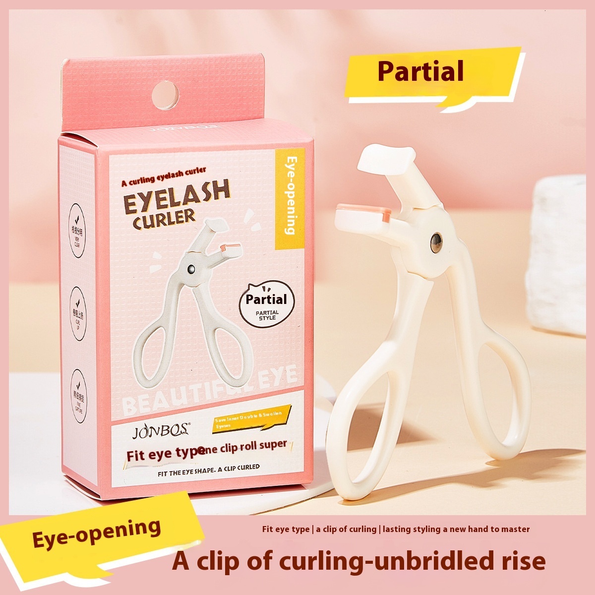 Jonbos's Innovative Curved Single Clip Eyelash Curler Compact & Powerful Lift Technique