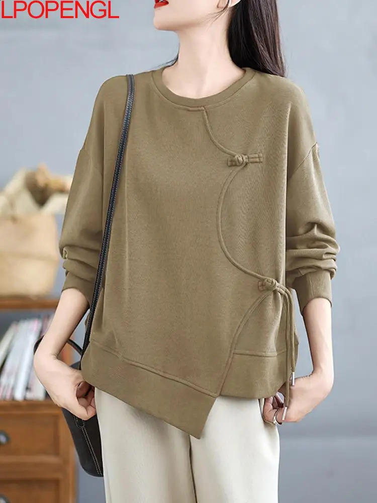 Simple splicing long sleeved round neck womens sports shirt top autumn Korean fashion stress relieving 240827