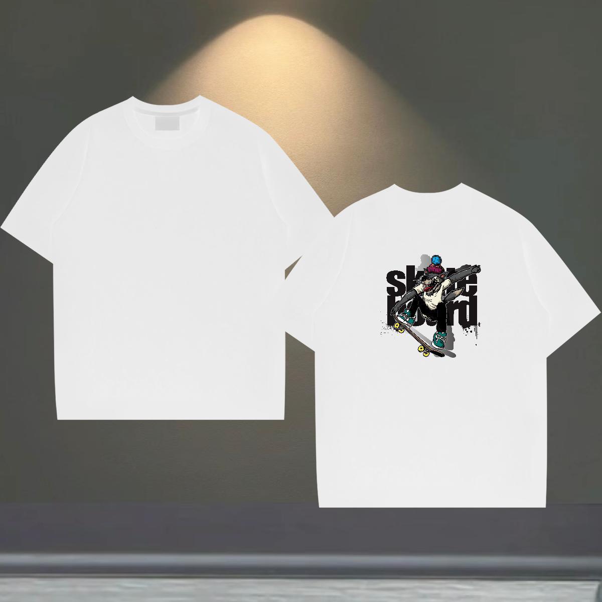 Loose Fit T shirt 100% Cotton 230g letter Casual Cartoon Print Breathable Mens Tshirts Custom Polos