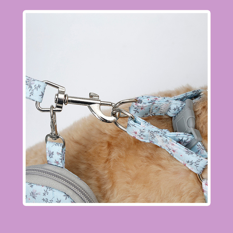 Pet Harness and Leash Set,Floral Dog Backpack Chest Harness Adjustable Size for Small To Medium Dogs and Cats Puppy Accessories
