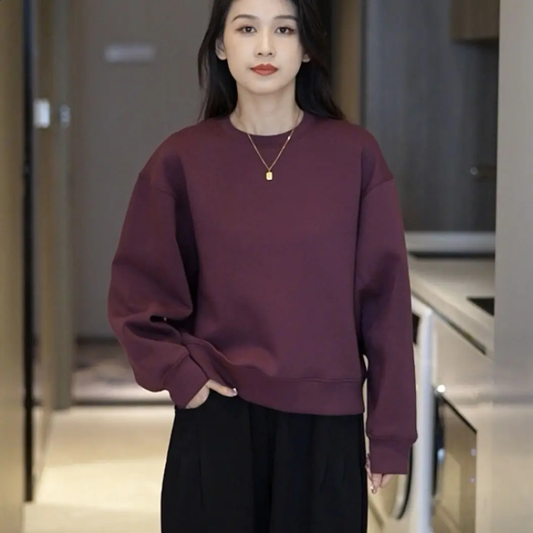 Lazy Style Solid Color Casual Womens Hoodie SpringSummer Western Loose Weight Loss Fashion Tshirt Top 240827