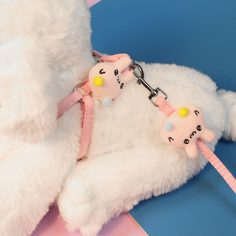 Cartoon Pet Harness Leash Set Cute Rabbit Adjustable Anti-breakaway Lead Leash for Small Medium Dog Cats Walking Safety Supplies