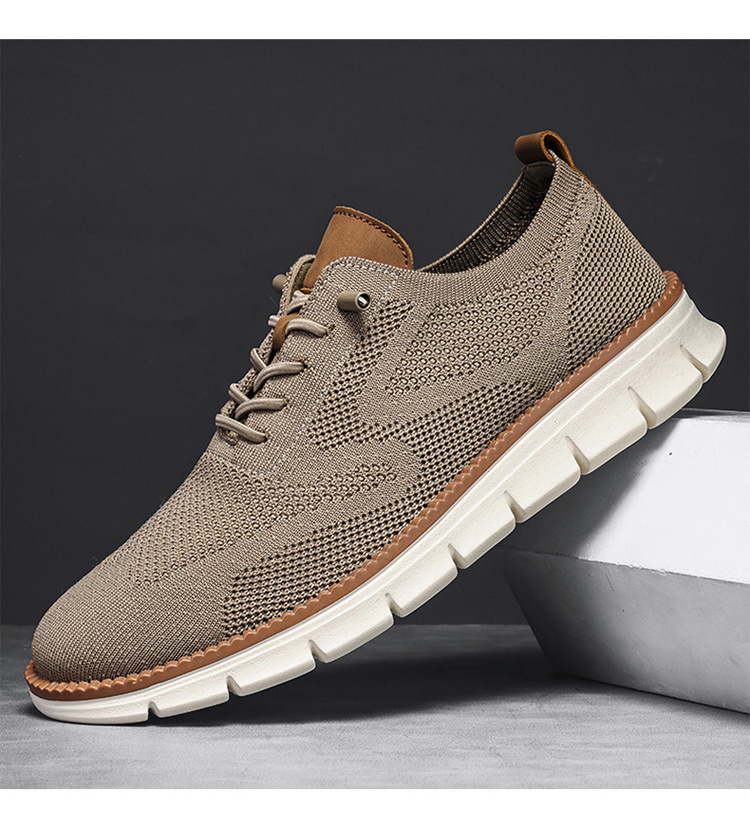 Large size 48 popular British style men's shoes summer breathable sports shoes flying woven mesh shoes men's running trendy shoes