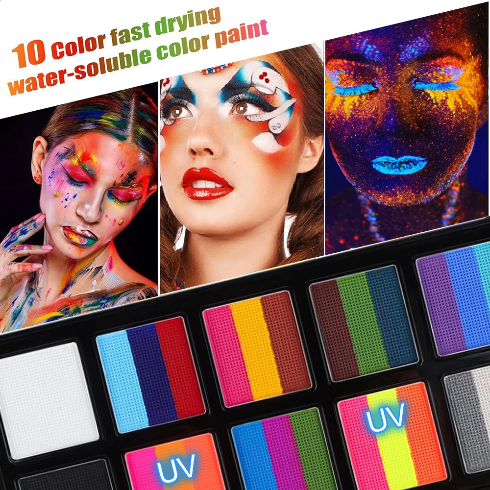 26 childrens and adult color body and painting kits 10 color makeup palettes with brushes Halloween carnival artist role-playing art 240829
