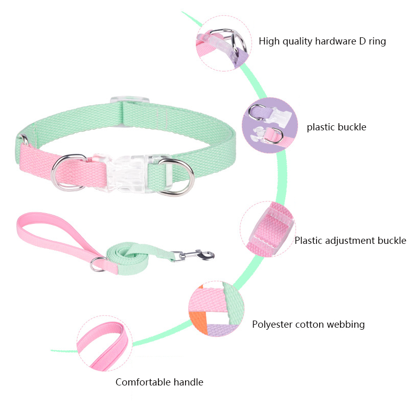 Dog Collars Adjustable Size Pet Items Colorblock Collars Polyester Material Pet Dog Accessories for Small & Medium Dog Products