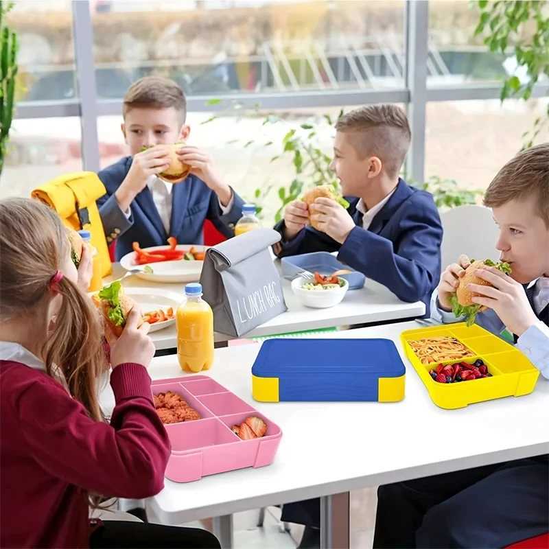 1330ML Bento Box Adult Lunch Containers with 6 Compartment for Adults/Kids/Toddler With Tableware Sauce Lunch BoxXJ240829