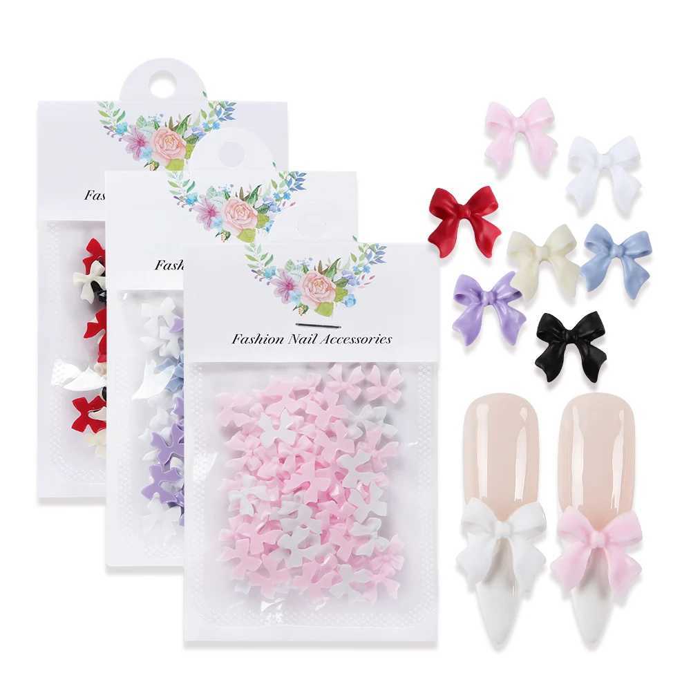 50 pieces of ribbon bow nail charm accessories colorful bow handicrafts DIY jewelry making Valentines Day nail art decoration W240829