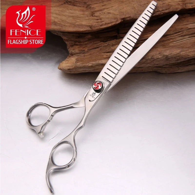 Fenice Professional JP440C 7/7.5 inch Pet Fluffy Thinning Grooming Scissors Straight Dog Scissors Thinner Shears Rate 80%