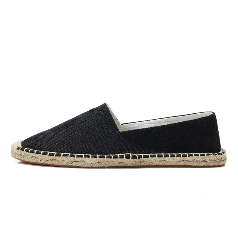 Mens Espadrilles Men Patchwork Slip on Summer Shoes Men Loafers Breathable Canvas Women Shoes Jute Wrapped Casual Shoes