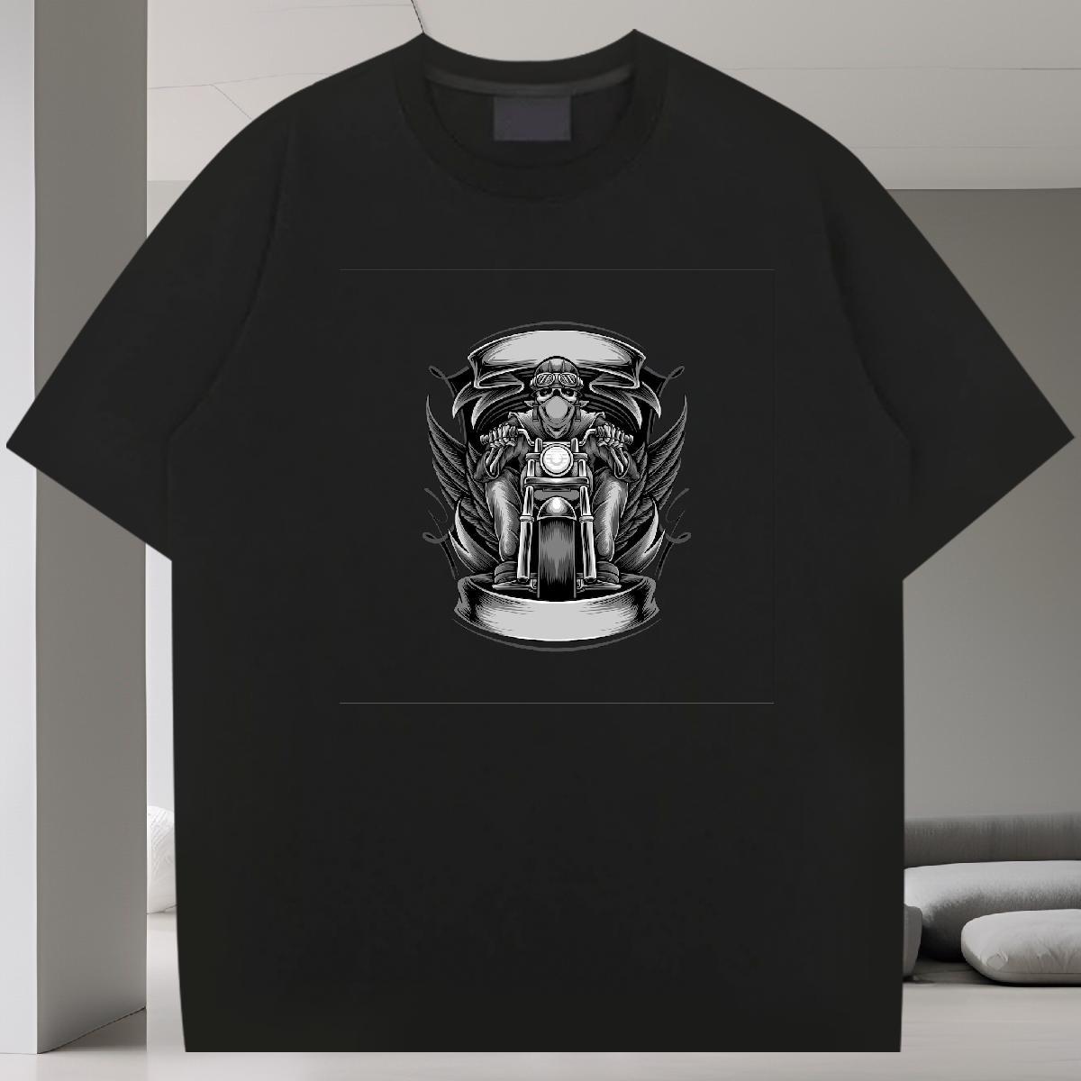 Popular T-Shirts 100% Cotton 230g skull Street Casual DIY Logo Oversized Pure Cotton Men Tees Fashion Wear