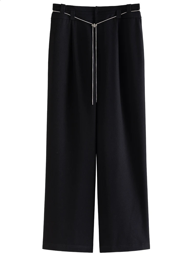 DUSHU Communicating Drape ultrathin straight pants for women in spring with a high waistband n and casual temperature Trouser 24DS81116 240827