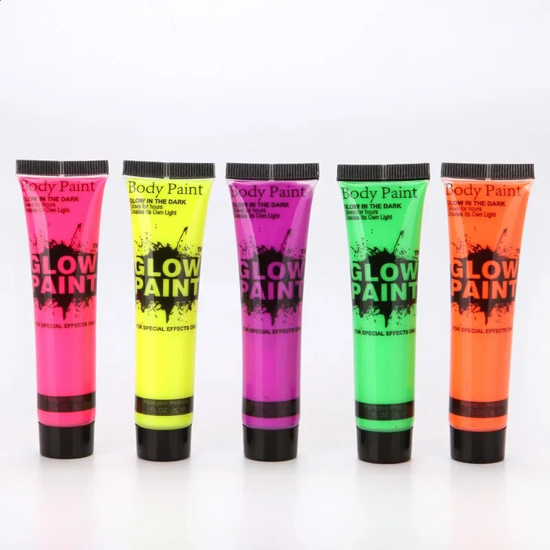 5 pieces of body art painting neon fluorescent party Halloween role-playing makeup childrens painting UV glow painting 240829