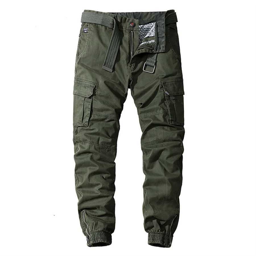 Pocket mens Trouser casual pure cotton cargo cuff pants mens outdoor sports travel Trouser tactical work pants W240829