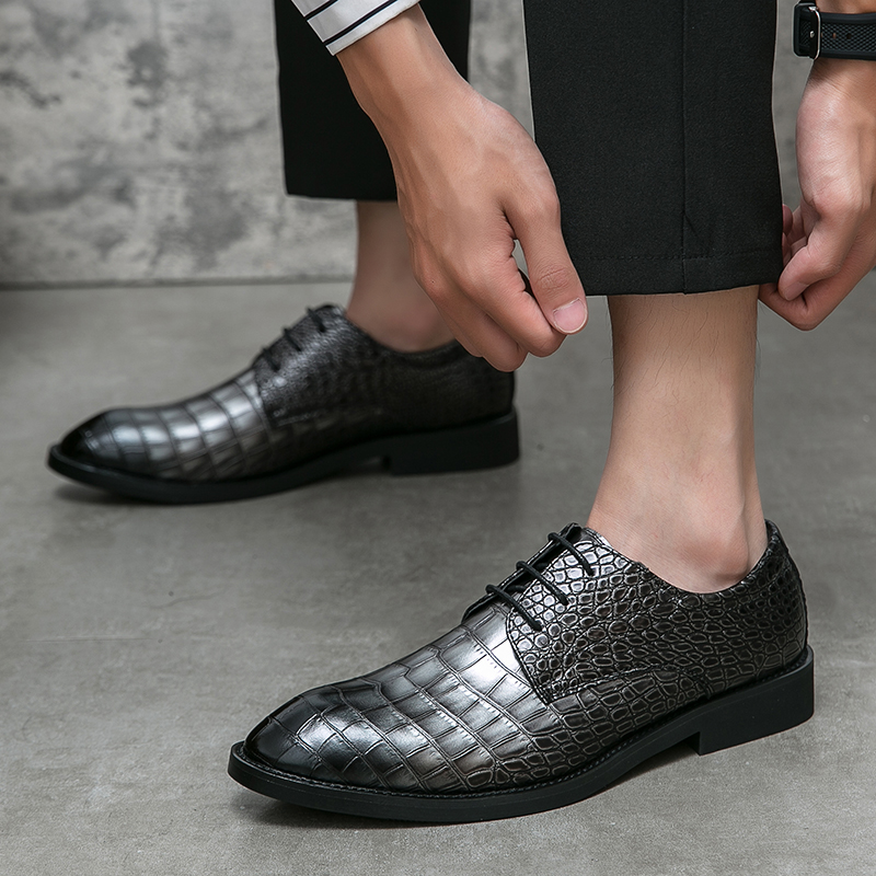 Big Size 38-46 Mens Oxford Shoes Fashion Leather Crocodile Print Men's Dress Shoes Classic Business Formal Shoes for Men Casual