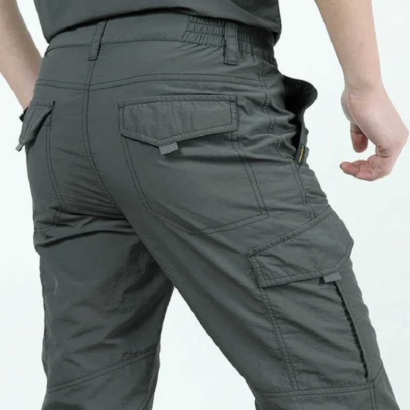 Quick drying casual pants mens summer army ultra-thin Trouser mens tactical cargo pants mens lightweight gray blue green W240829