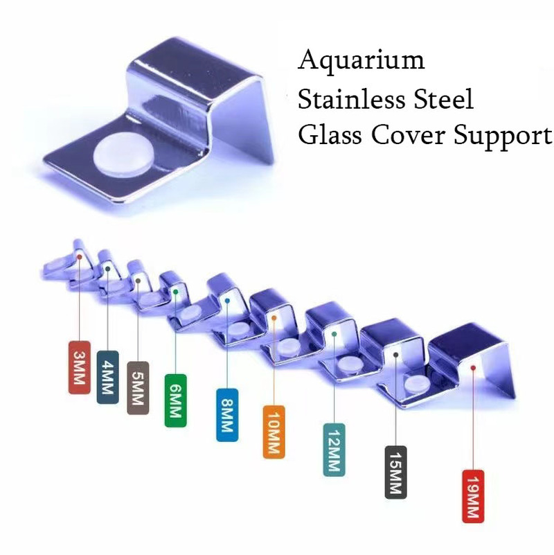 4Pcs/lot Aquarium Accessories Stainless Steel Fish Tank Glass Cover Support Non-Slip Holders Universal Lid Clips 5-19mm