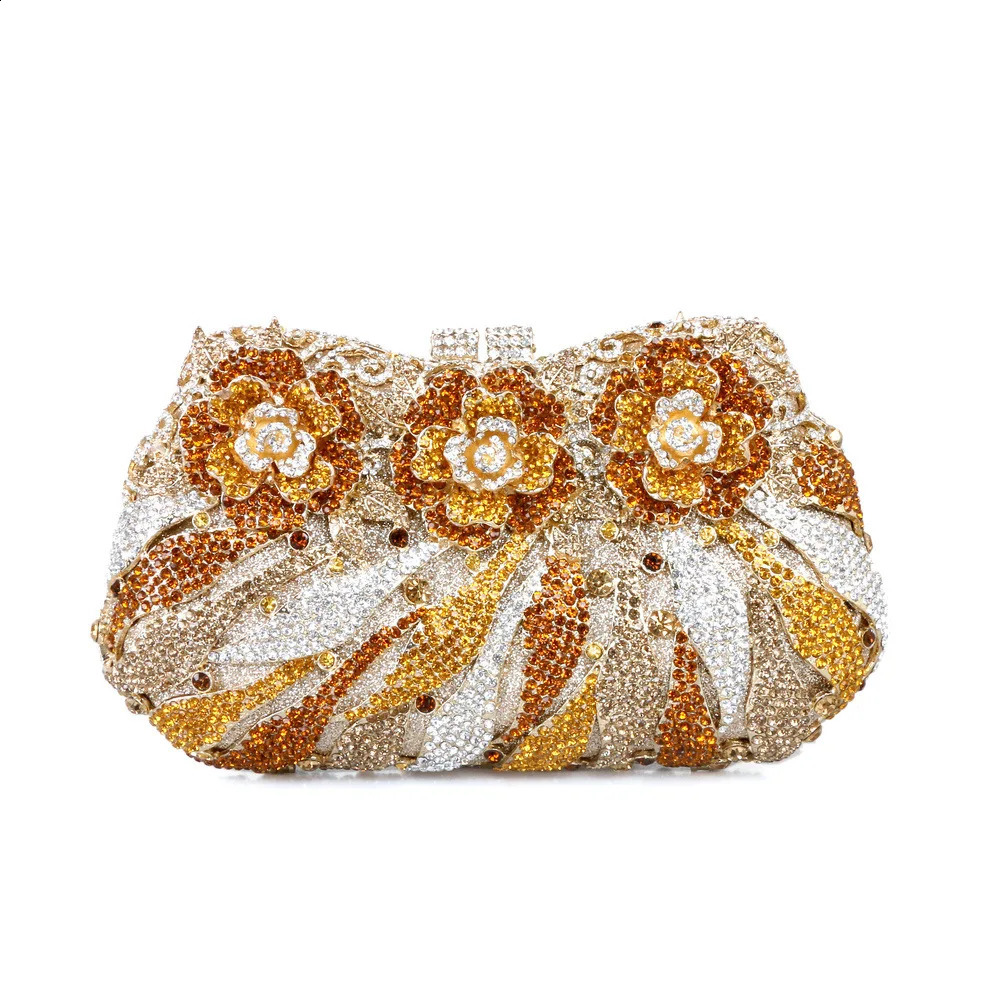 XIYUAN Flower est Rhinestone Gold Sliver Purple Evening Bags Female Wedding Party Gift With Diamonds Shining Clutch Bag 240830