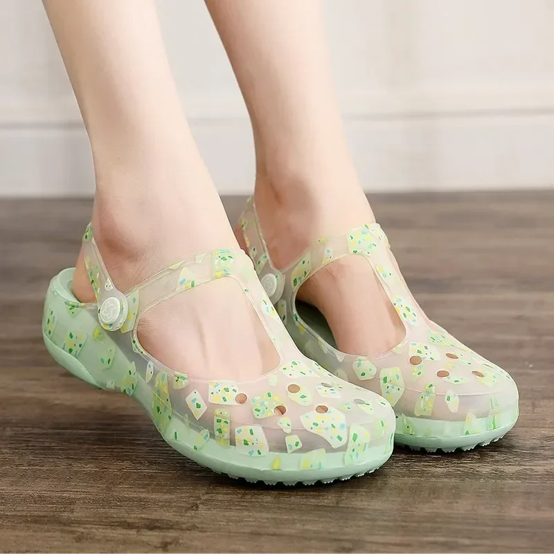 Womens Mules Slip-On Sandals with 4cm Heel Non-Slip Comfortable Platform Slides for Beach and Garden Wear