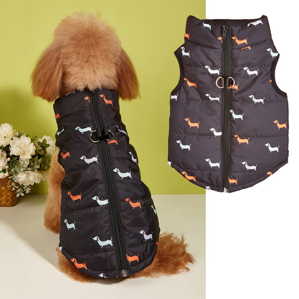 Pet Cats Dogs Warm Zipper Traction Hole Cardigan Cotton Vest Pet Warm Clothes Dogs Autumn Winter Clothes Cardigan For Pets