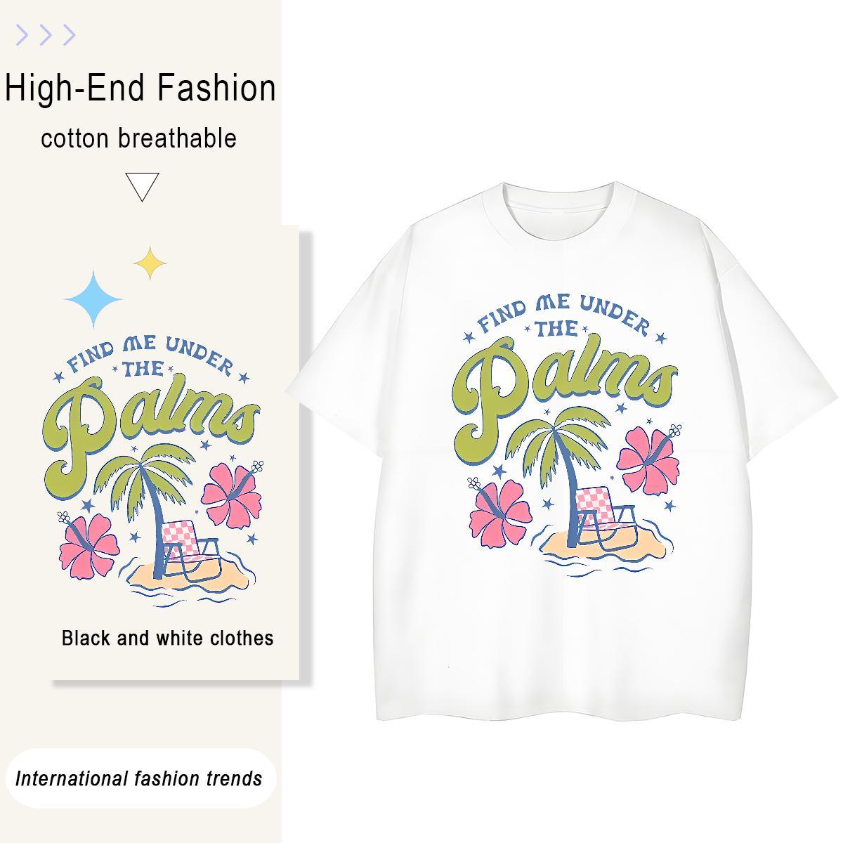 Loose fit Woman Tshirt 100% Cotton 230g palmo Sport T Shirts Women Crew Neck DIY Printed Tops Tees