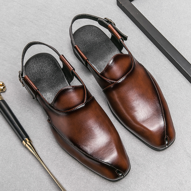 New Designer's Leather Sandals Trend Men's Seaside Casual Indoor New Outdoor Dual Use Sandal Flat Shoes Summer 08c9