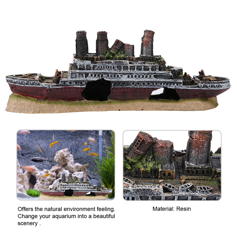 Titanic Lost Wrecked Boat Ship Aquarium Decoration Ornament Wreck Ornaments