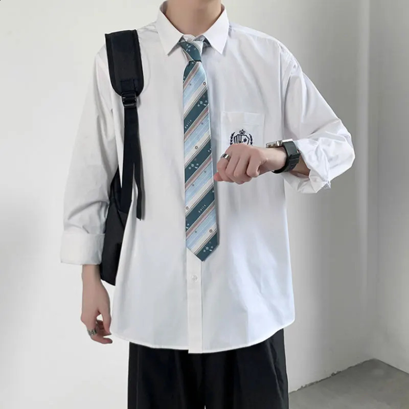 Korean College Style Orthodox DK 2 Pieces Japanese Student White Shirt for Men High School Uniform Jk Seifuku Top Tie 240827