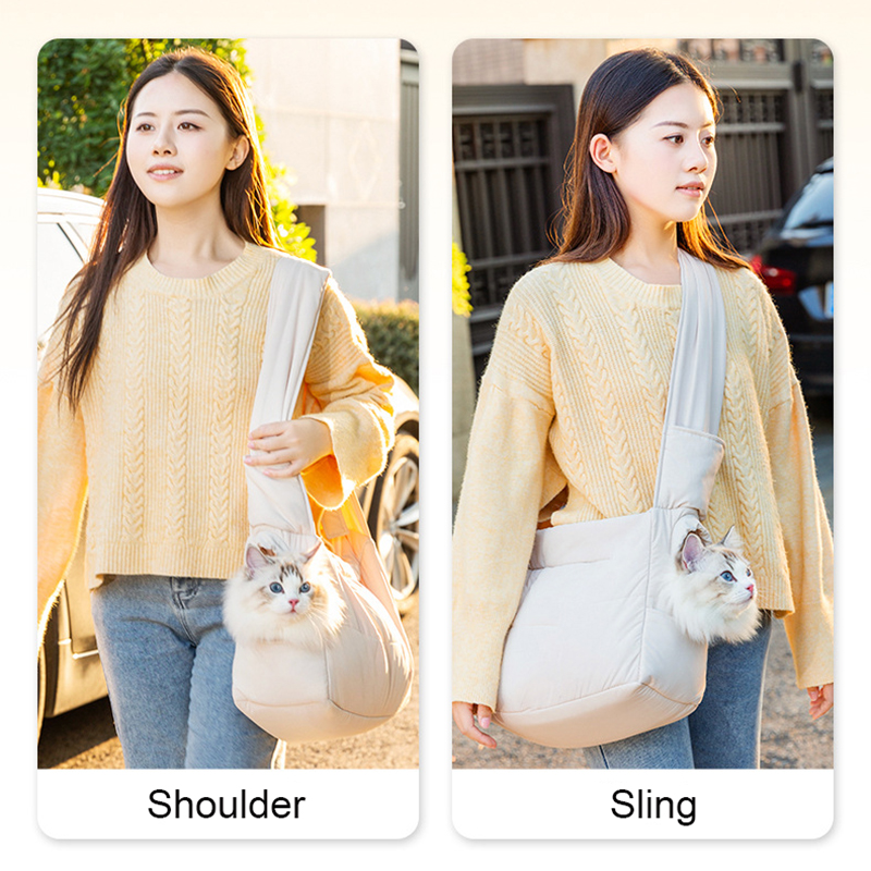 Pet Carrier Shoulder Bag Cat Carrier Sling Bag Winter Outdoor Puppy Travel Bag Portable Warm Cat Walking Bag