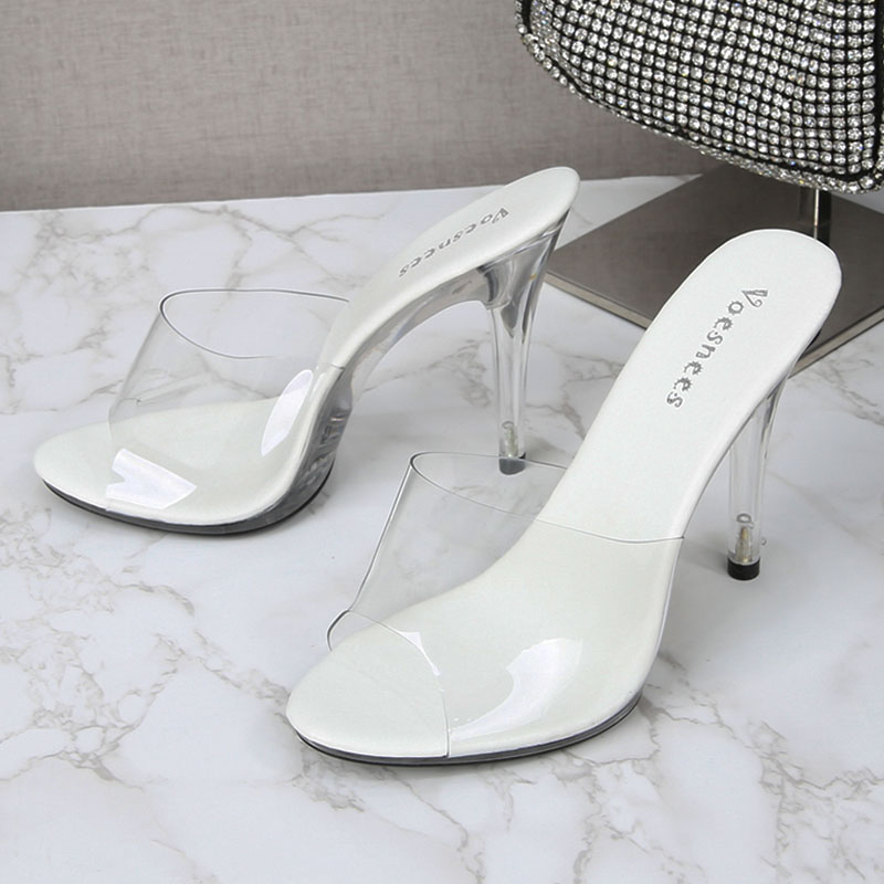 Fashion Transparent PVC Crystal Shoes 11CM Super High Heel Sandals Non-slip Platform Fish Mouth Women's Party Shoes Size 43