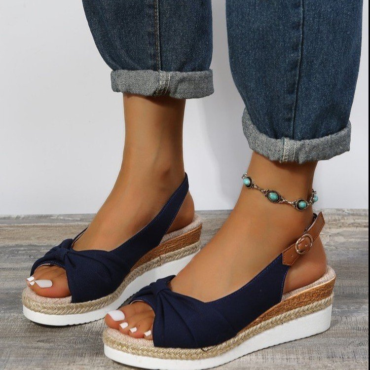 Sandals for Women Fashion Buckle Peep Toe Comfort Lightweight Wedges Sandals Summer Wear-resistant Women Office Wedding Sandals