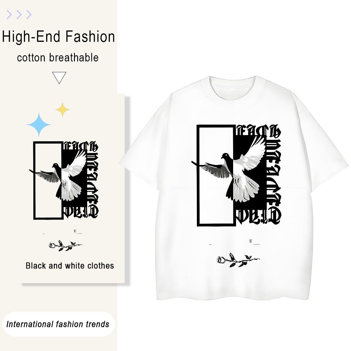 Comfortable Women Tees 230g 100% Cotton art Home Outdoor T shirt O Neck Short Sleeves DIY Anime Printed Polos