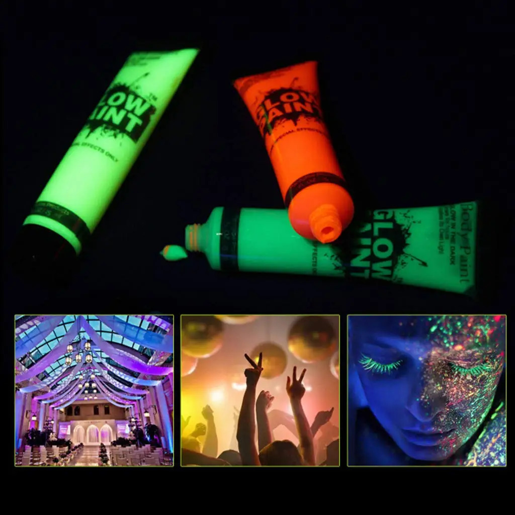 8-color 25ml UV neon face body paint neon fluorescent glow safe body paint for holiday parties Halloween makeup holiday parties 240829