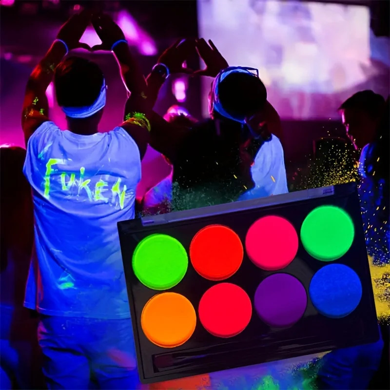 8-color luminous painting stickers body art painting UV luminous Halloween party dresses beauty and makeup 240829