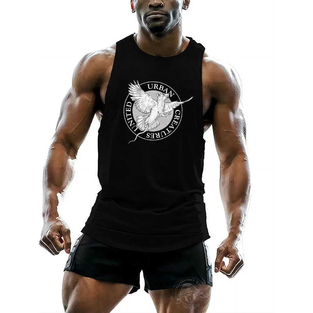 Mens summer quick drying running vest sleeveless muscle gym exercise fitness training sports training plus size T-shirt vestW240718