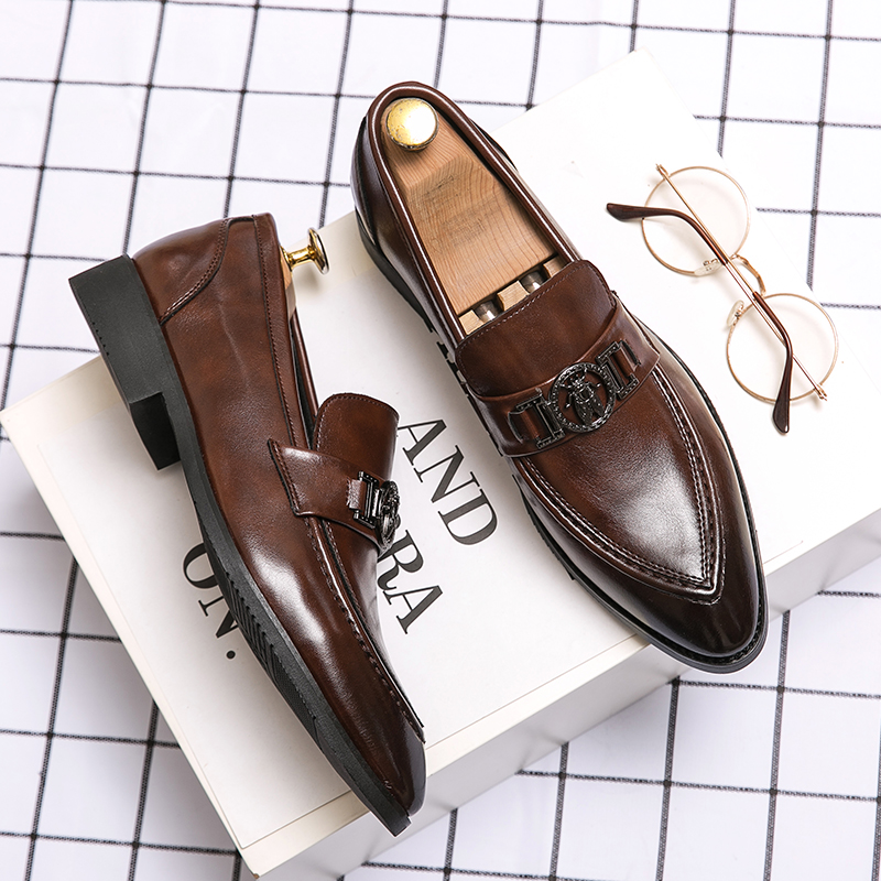 Leather Italian Hot Men Casual Men's Autumn Dress Shoes For Mens Brown Moccasins Business Pointed Bussiness 's