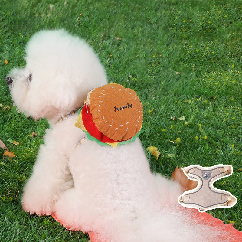 No Pull Dog Harness with 150cm Dog Leashes,Lightweight Soft Adjustable No Choke Escape Proof Pet Harnesses Vest with Hamburger