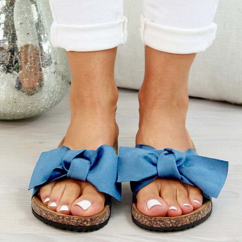 Women's 2022 Summer Platform Retro Sandals Woman Fashion Bow Leopard Beach Slippers Women Plus Size