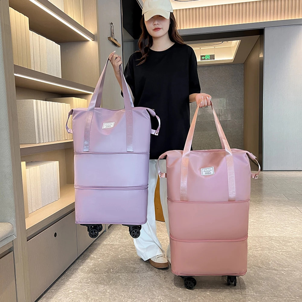 Travel Bag Large Capacity Expandable Duffle Pack Foldable Business Storage Bag Waterproof Expandable Duffle Bag with Wheel 240829