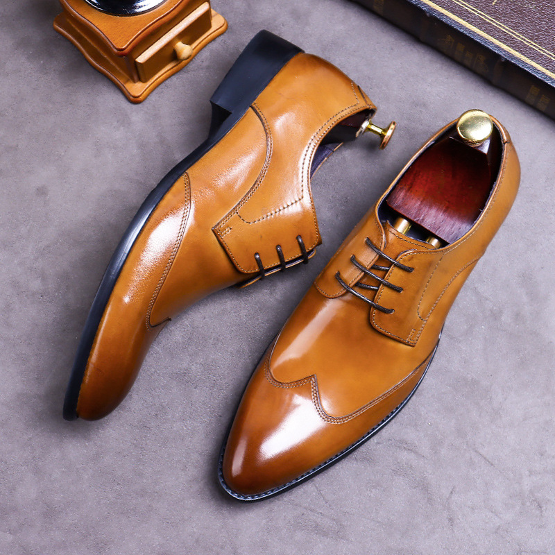 Luxury Italian Style Mens Dress Shoes Genuine Leather Brogue Business Wedding Party Wingtip Formal Oxford Shoes for Men