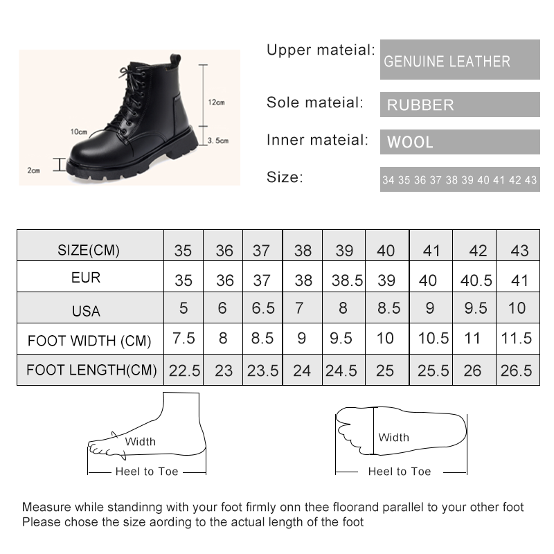 Women Winter Boots Genuine Leather 2024 New Fashion Wool Warm Women Ankle Boots Large Size British Style Women Motorcycle Boots
