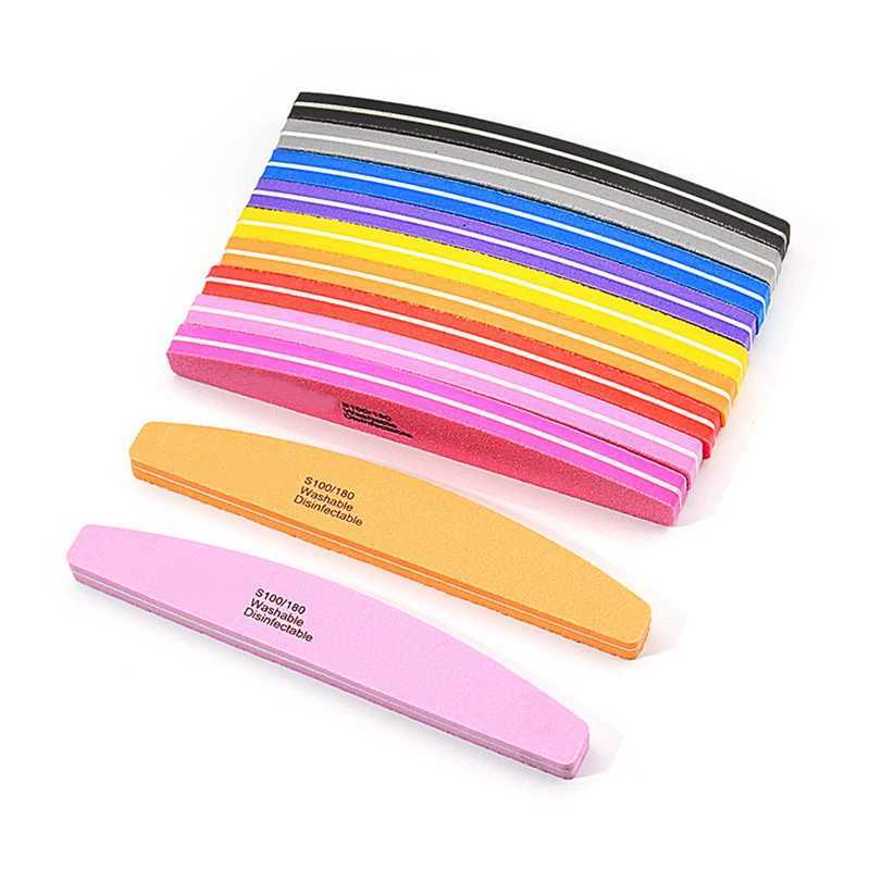 10 pieces/batch Half Moon Double sided Nail File Buffer Solution 100/180 Polishing Grinding Manual Nail Clipper Tool W240829