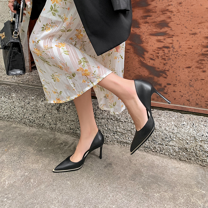 2025 new Spring Pumps Pointed Toe Thin Heel Shoes for Women Sheep Suede Leather High Stiletto Heels atos de mujer 590c