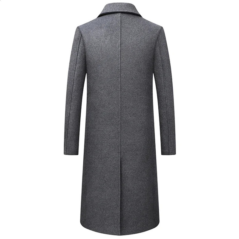 Mens autumn and winter X long wool jacket mens business and leisure ultra-thin solid wool windproof jacket high-quality thick warm trench jacket 24082