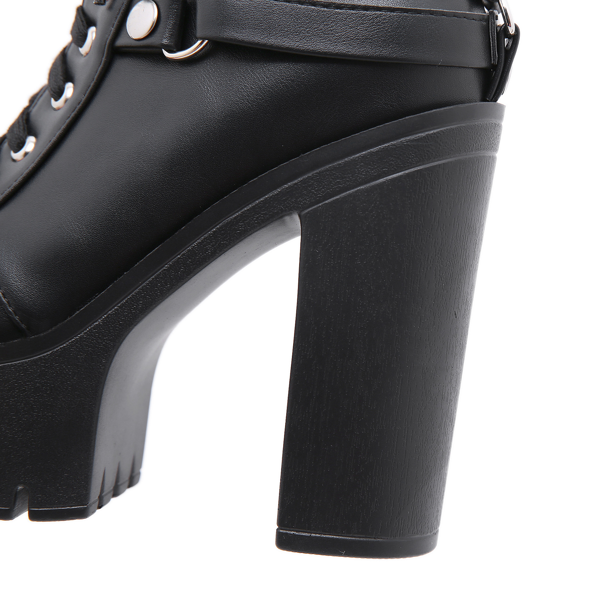 New Sexy Chain Women Leather Autumn Boots Block Heel Gothic Black Punk Style Platform Shoes Female Footwear High Quality588 0d27