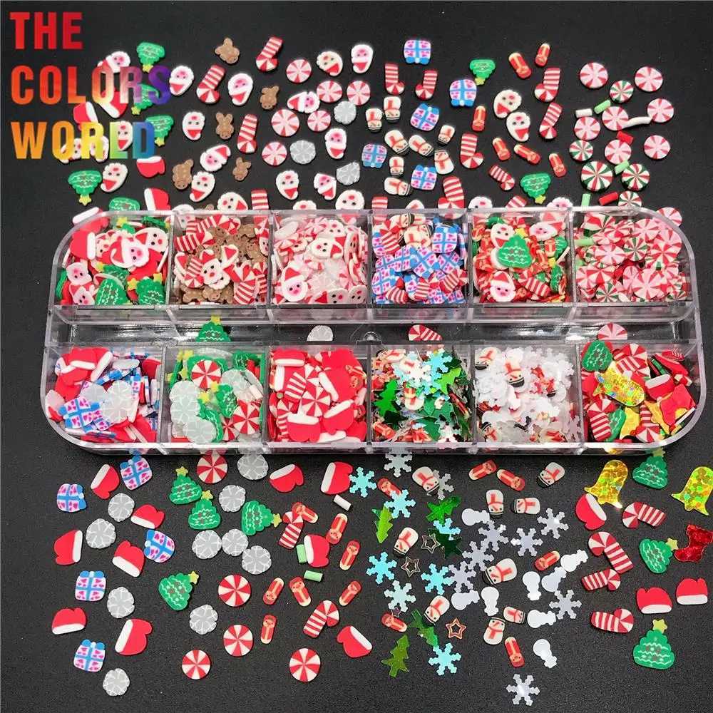 TCT-633 Christmas Mixed Nail Sparkling Polymer Clay Nail Art Decoration Roller Craft Accessories Festival Party Supplier W240829