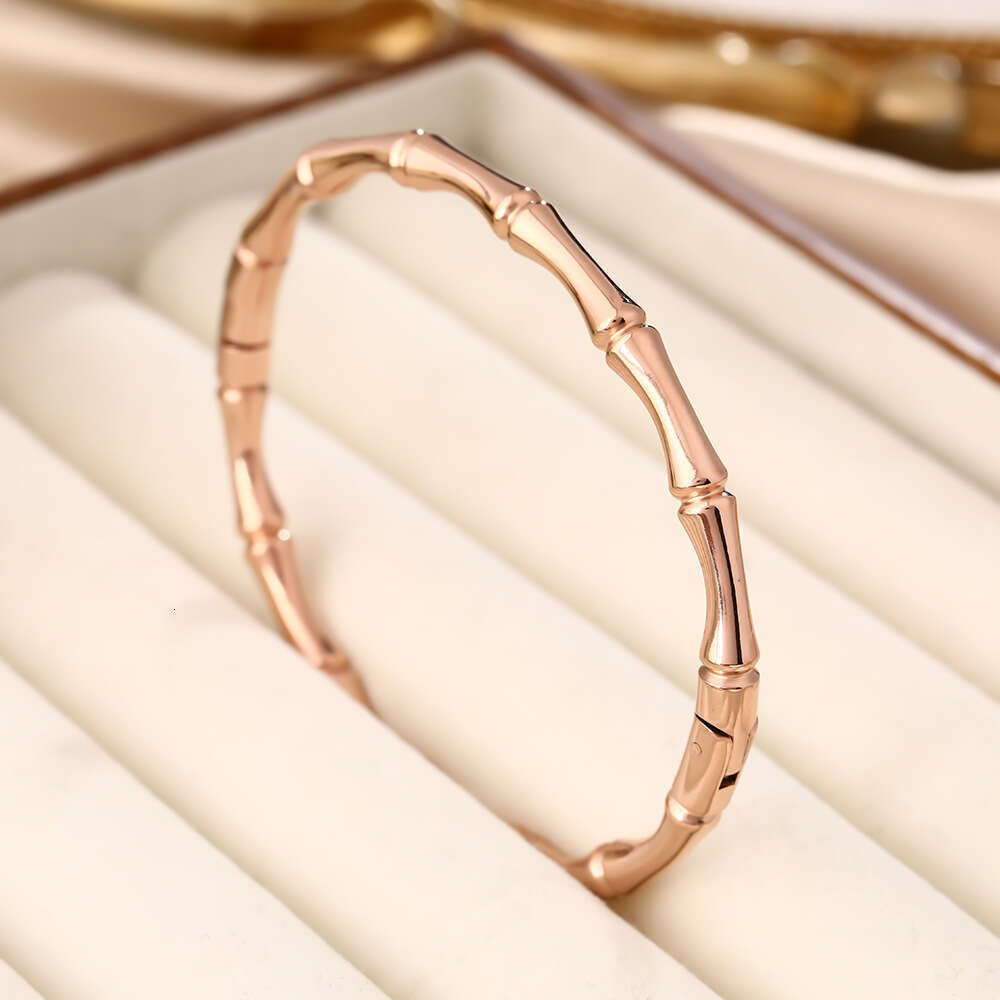 Hot selling titanium steel Designer bracelet for women, non fading bamboo buckle, niche design, fashionable temperament, retro handmade Luxury jewelry